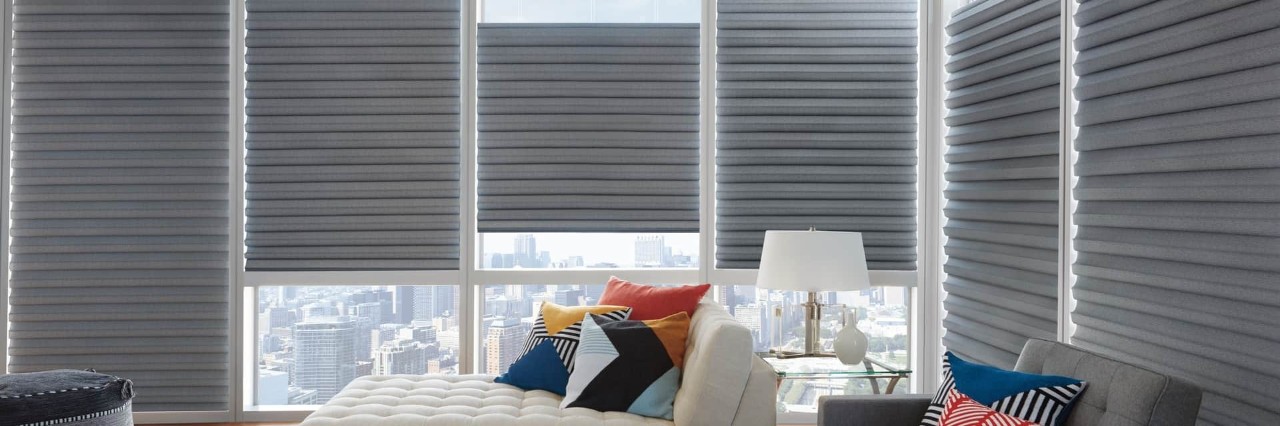 Bedroom Window Treatments Near Springfield, Missouri (MO), including Hunter Douglas sheers and roman shades