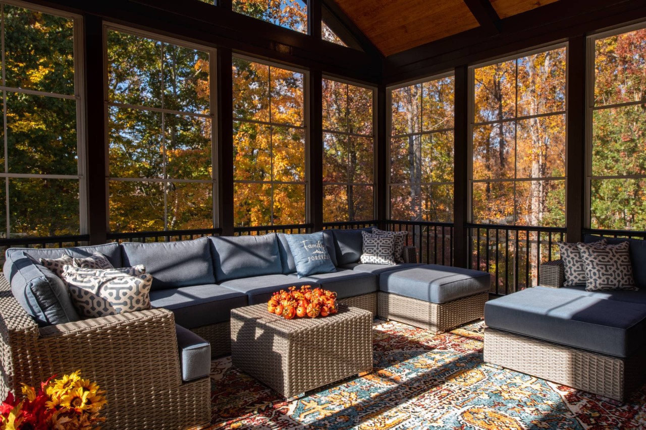 An enclosed deck, turned into a sunroom at Blinds Plus near Springfield, Missouri (MO)